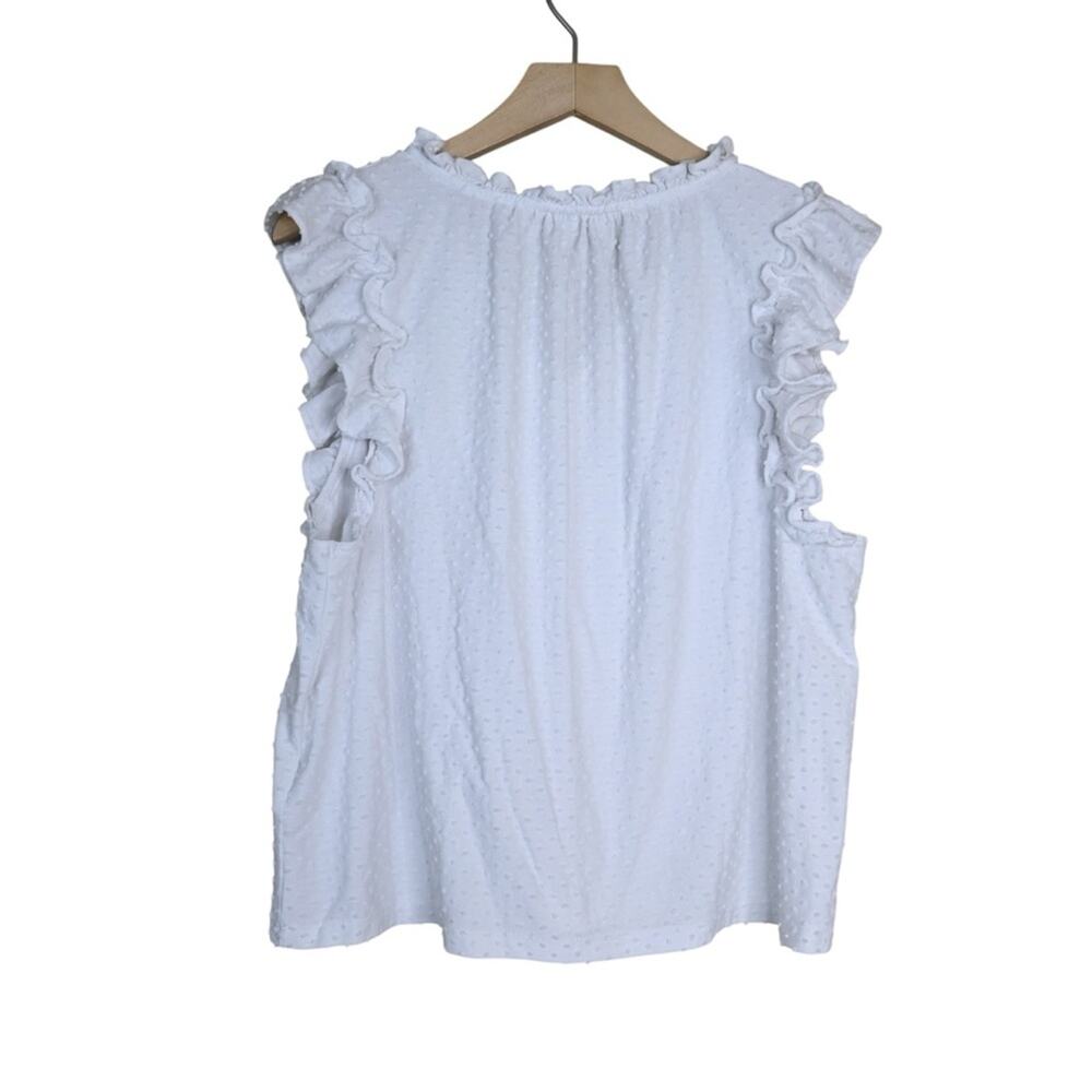 J. Crew Women's XL V-Neck Ruffle Cap Sleeve Clip-Dot Blouse - Picture 3 of 9
